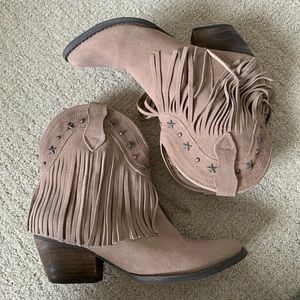 Very Volatile Fringe Booties